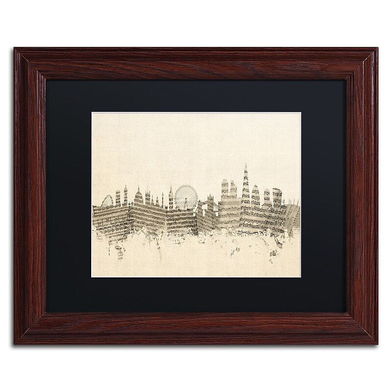Trademark Fine Art ''London Skyline Sheet Music'' by Michael Tompsett 11" x 14" Wood Frame (MT0816-W1114BMF) image 1
