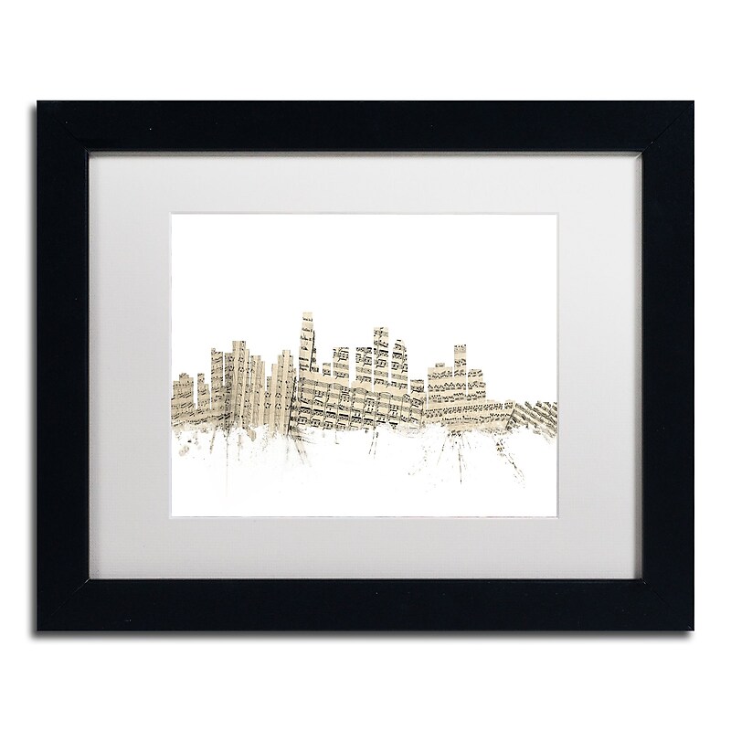 Trademark Fine Art ''Los Angeles Skyline Sheet Music'' by Michael Tompsett 11" x 14" Black Frame (MT0819-B1114MF) image 1