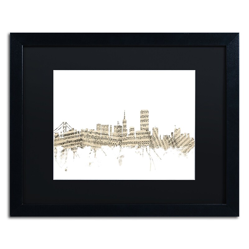 Trademark Fine Art ''San Francisco Skyline Sheet Music'' by Michael Tompsett 16" x 20" Black Matted (MT0823-B1620BMF) image 1