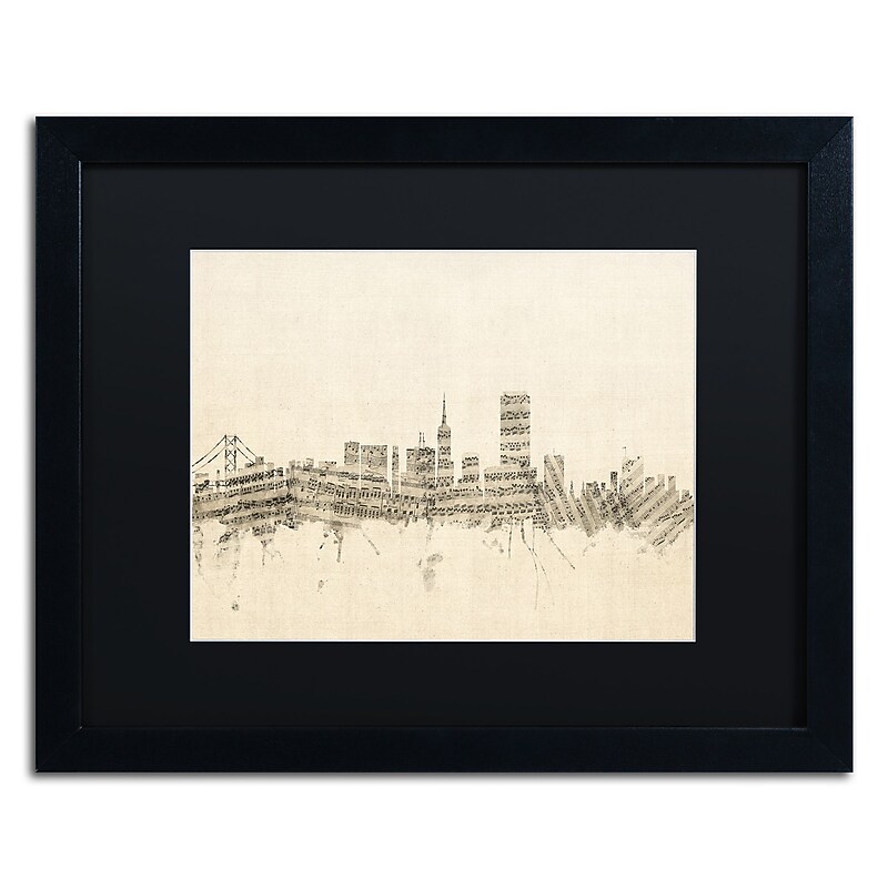 Trademark Fine Art ''san Francisco Sheet Music II'' by Michael Tompsett 16" x 20"  Black Frame (MT0824-B1620BMF) image 1
