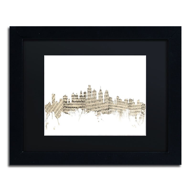 Trademark Fine Art ''Philadelphia Skyline Sheet Music'' by Michael Tompsett 11" x 14" Black Frame (MT0825-B1114BMF) image 1