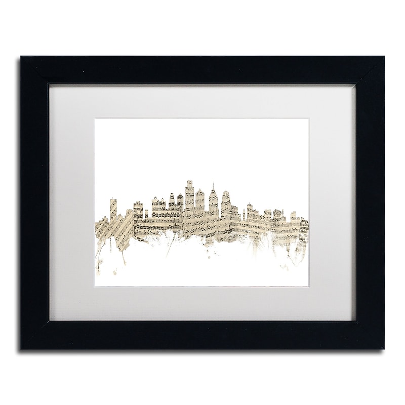 Trademark Fine Art ''Philadelphia Skyline Sheet Music'' by Michael Tompsett 11" x 14" Black Frame (MT0825-B1114MF) image 1