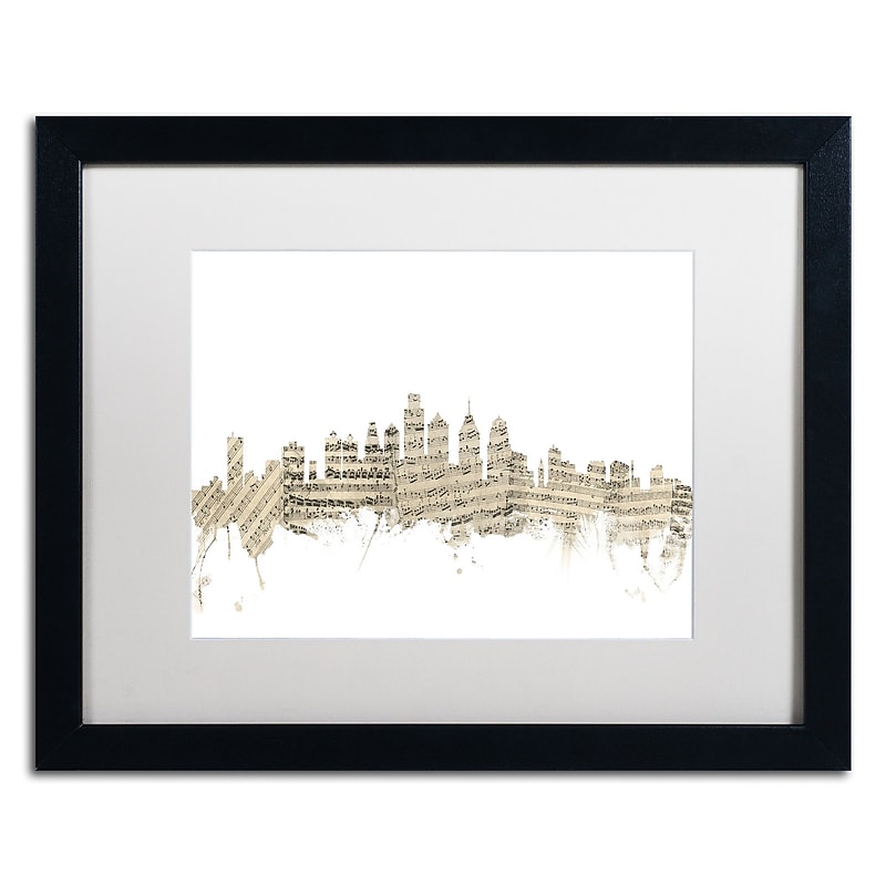 Trademark Fine Art ''Philadelphia Skyline Sheet Music'' by Michael Tompsett 16" x 20" Black Frame (MT0825-B1620MF) image 1