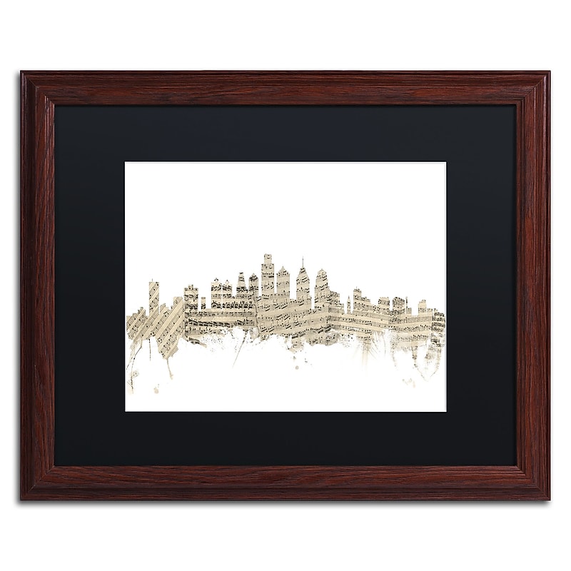 Trademark Fine Art ''Philadelphia Skyline Sheet Music'' by Michael Tompsett 16" x 20" Wood Frame (MT0825-W1620BMF) image 1