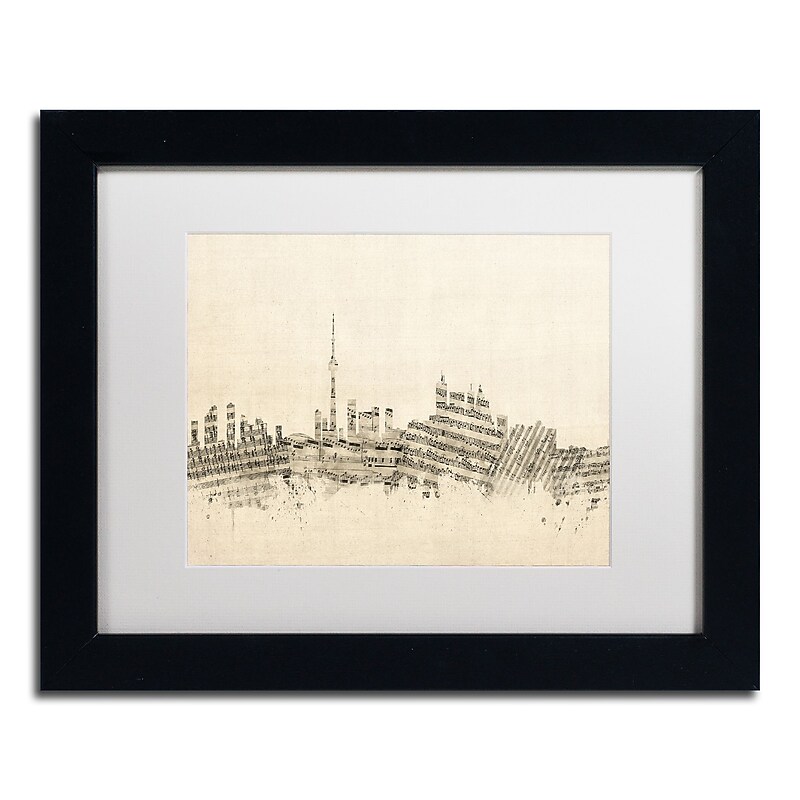 Trademark Fine Art ''Toronto Skyline Sheet Music'' by Michael Tompsett 11" x 14" Black Frame (MT0830-B1114MF) image 1