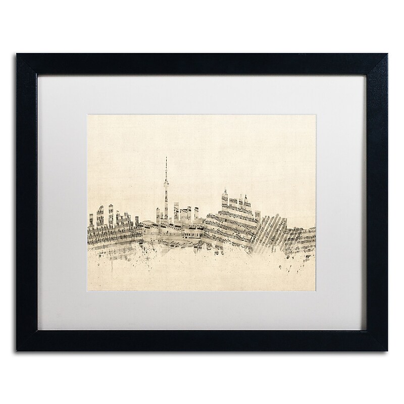Trademark Fine Art ''Toronto Skyline Sheet Music'' by Michael Tompsett 16" x 20" White Matted Black Frame (MT0830-B1620MF) image 1