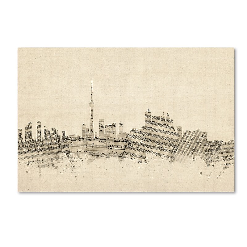 Trademark Fine Art ''Toronto Canada Skyline Sheet Music'' by Michael Tompsett 30" x 47" Canvas Art (MT0830-C3047GG) image 1