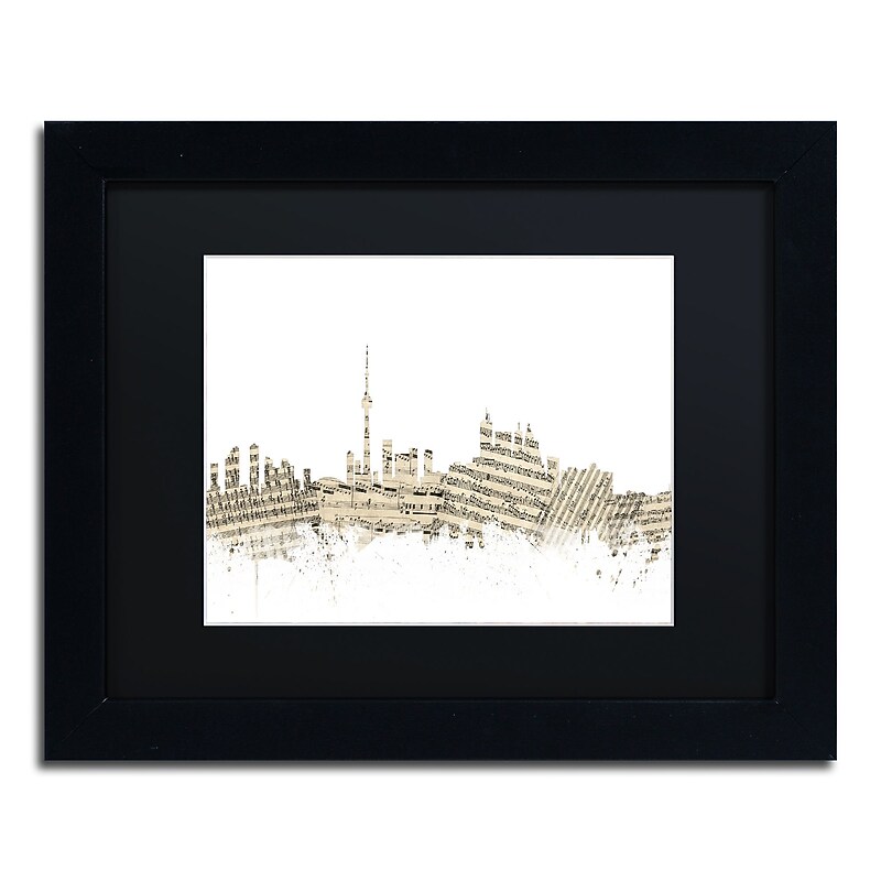 Trademark Fine Art ''Toronto Skyline Sheet Music'' by Michael Tompsett 11" x 14" Black Frame (MT0831-B1114BMF) image 1
