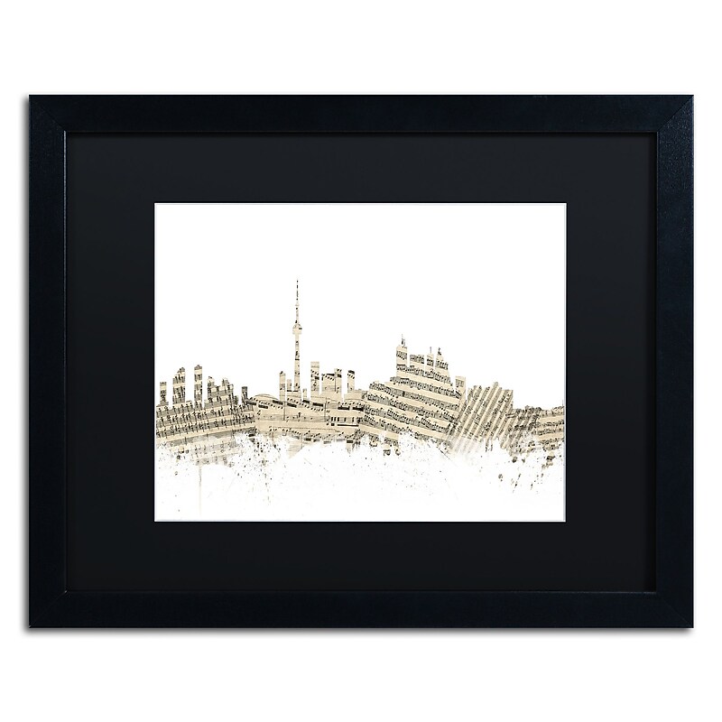 Trademark Fine Art ''Toronto Skyline Sheet Music'' by Michael Tompsett 16" x 20" Black Matted Black Frame (MT0831-B1620BMF) image 1