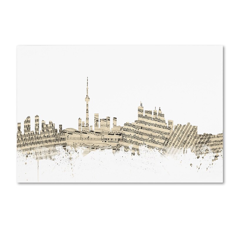 Trademark Fine Art ''Toronto Canada Skyline Sheet Music'' by Michael Tompsett 30" x 47" Canvas Art (MT0831-C3047GG) image 1