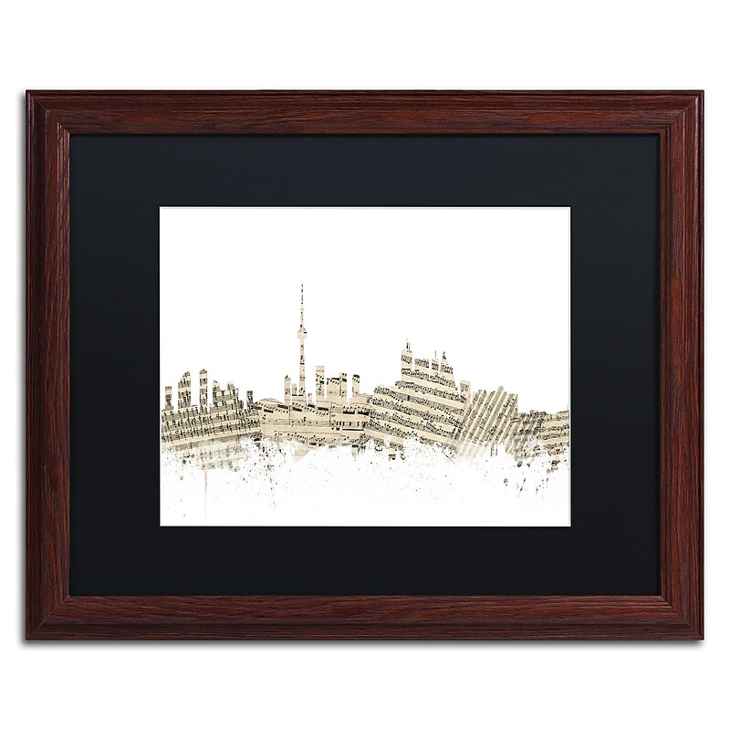 Trademark Fine Art ''Toronto Skyline Sheet Music'' by Michael Tompsett 16" x 20" Black Matted Wood Frame (MT0831-W1620BMF) image 1