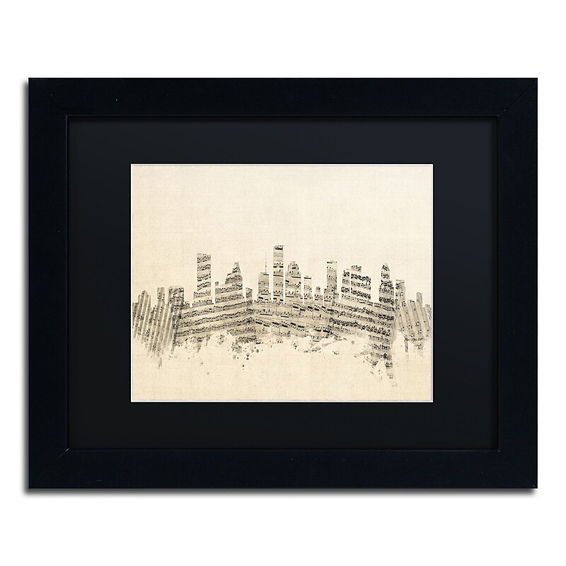 Trademark Fine Art ''Houston Texas Skyline Sheet Music'' by Michael Tompsett 11" x 14" Black Frame (MT0836-B1114BMF) image 1