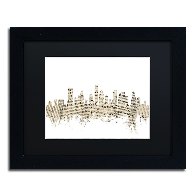 Trademark Fine Art ''Houston Skyline Sheet Music II'' by Michael Tompsett 11" x 14" Black Frame (MT0837-B1114BMF) image 1