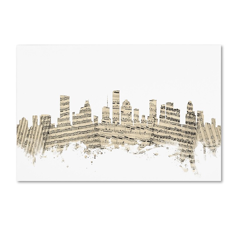Trademark Fine Art ''Houston Texas Skyline Sheet Music'' by Michael Tompsett 30" x 47" Canvas Art (MT0837-C3047GG) image 1
