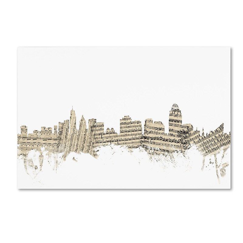 Trademark Fine Art ''Cincinnati Ohio Skyline Sheet Music'' by Michael Tompsett 30" x 47" Canvas Art (MT0839-C3047GG) image 1