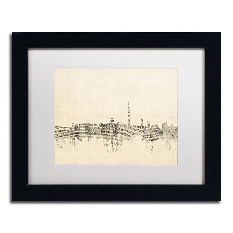 Trademark Fine Art ''Washington DC Skyline Sheet Music'' by Michael Tompsett 11" x 14" Black Frame (MT0840-B1114MF) image 1