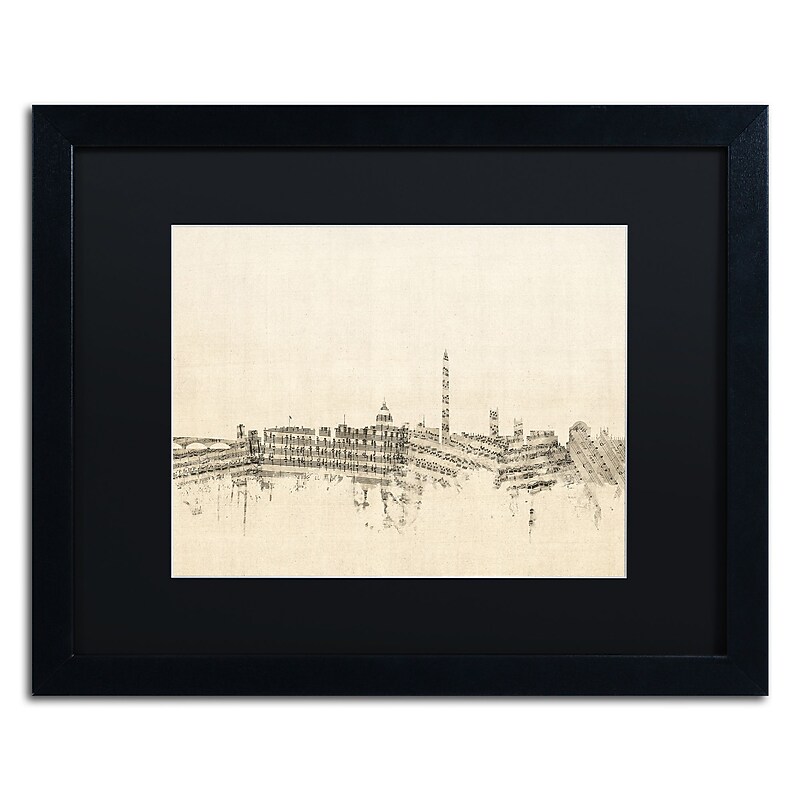 Trademark Fine Art ''Washington DC Skyline Sheet Music'' by Michael Tompsett 16" x 20" Black Frame (MT0840-B1620BMF) image 1
