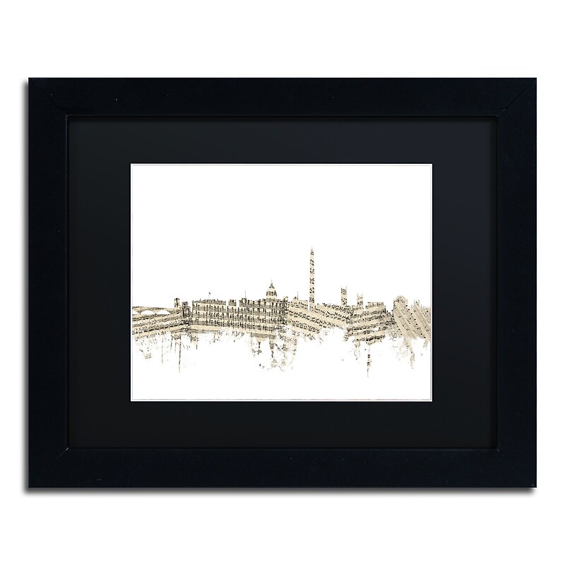 Trademark Fine Art ''DC Skyline Sheet Music II'' by Michael Tompsett 11" x 14" Black Frame (MT0841-B1114BMF) image 1