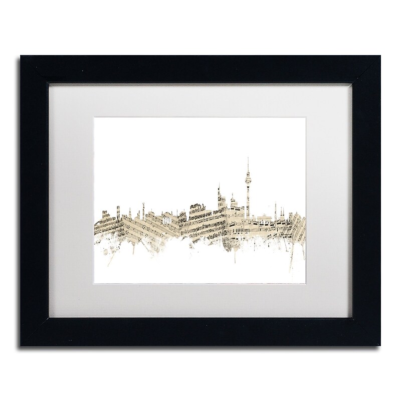 Trademark Fine Art ''Berlin Skyline Sheet Music'' by Michael Tompsett 11" x 14" Black Frame (MT0843-B1114MF) image 1