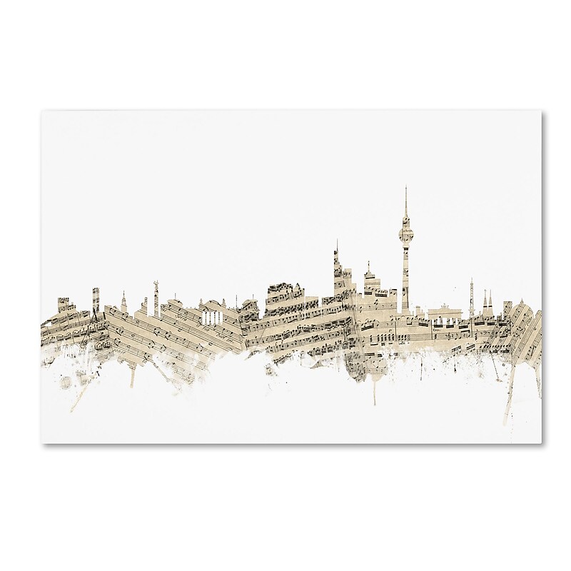 Trademark Fine Art ''Berlin Germany Skyline Sheet Music'' by Michael Tompsett 16" x 24" Canvas Art (MT0843-C1624GG) image 1