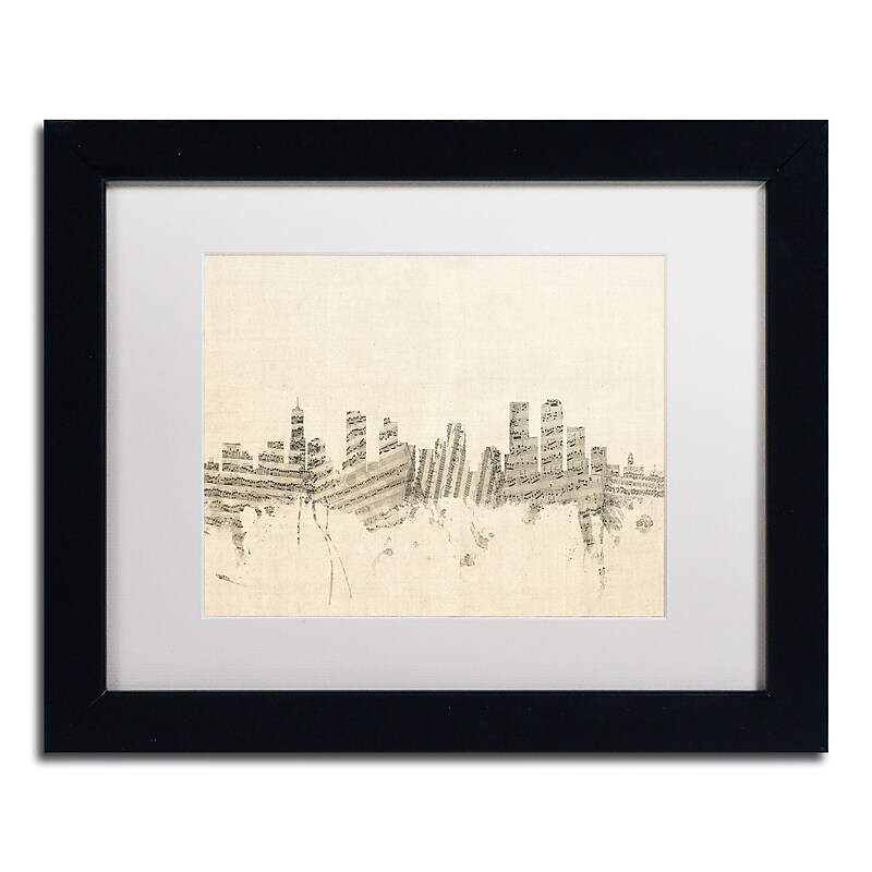 Trademark Fine Art ''Denver Skyline Sheet Music'' by Michael Tompsett 11" x 14" Black Frame (MT0844-B1114MF) image 1