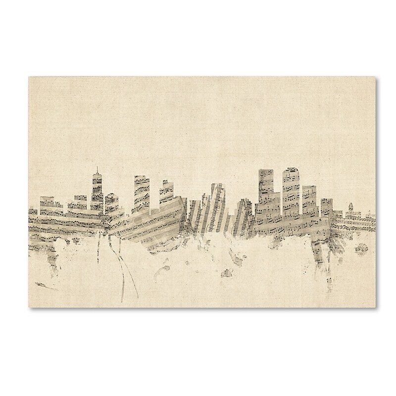 Trademark Fine Art ''Denver Colorado Skyline Sheet Music'' by Michael Tompsett 12" x 19" Canvas Art (MT0844-C1219GG) image 1