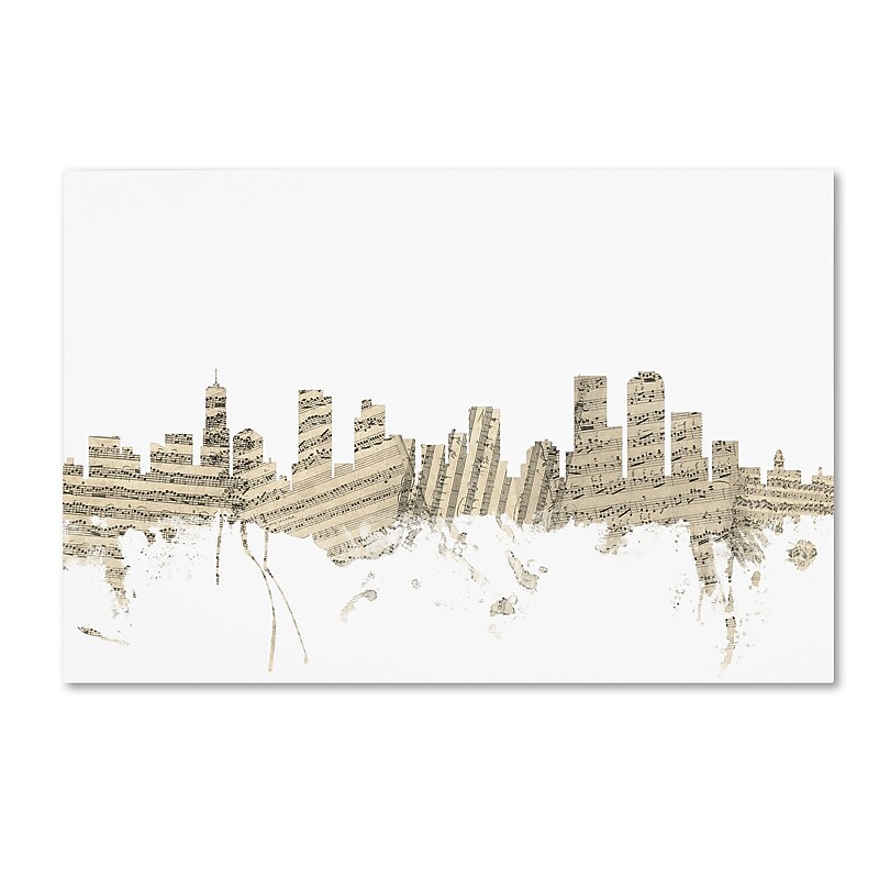 Trademark Fine Art ''Denver Colorado Skyline Sheet Music'' by Michael Tompsett 30" x 47" Canvas Art (MT0845-C3047GG) image 1