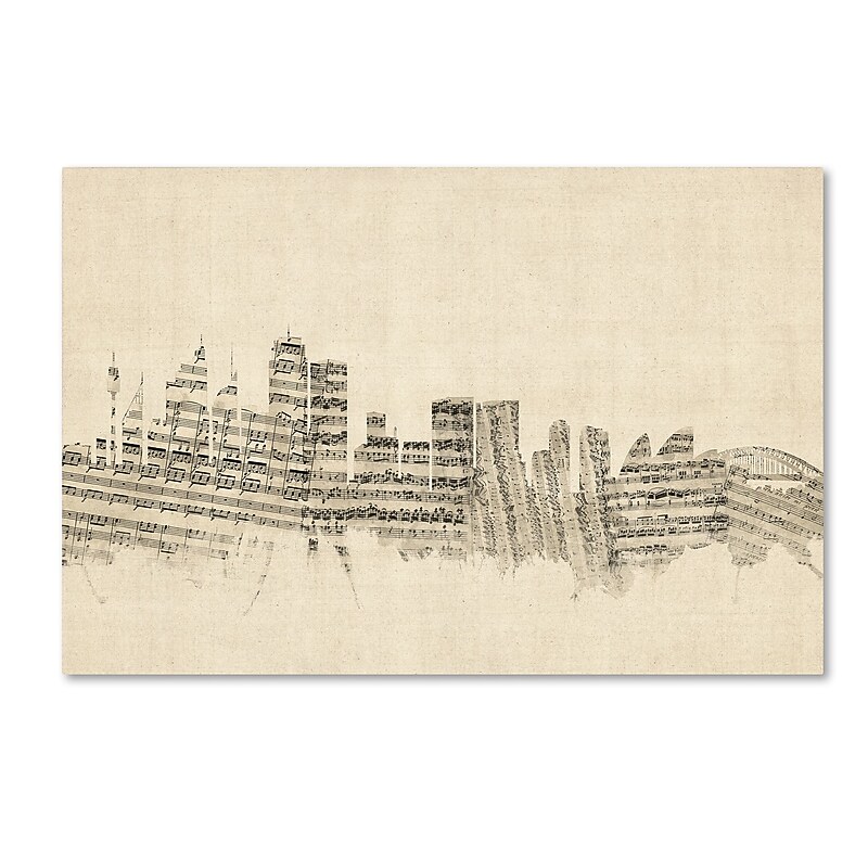 Trademark Fine Art ''Sydney Australia Skyline Sheet Music'' by Michael Tompsett 30" x 47" Canvas Art (MT0846-C3047GG) image 1