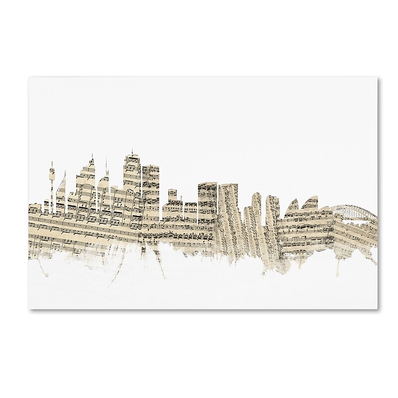 Trademark Fine Art ''Sydney Australia Skyline Sheet Music'' by Michael Tompsett 22" x 32" Canvas Art (MT0847-C2232GG) image 1