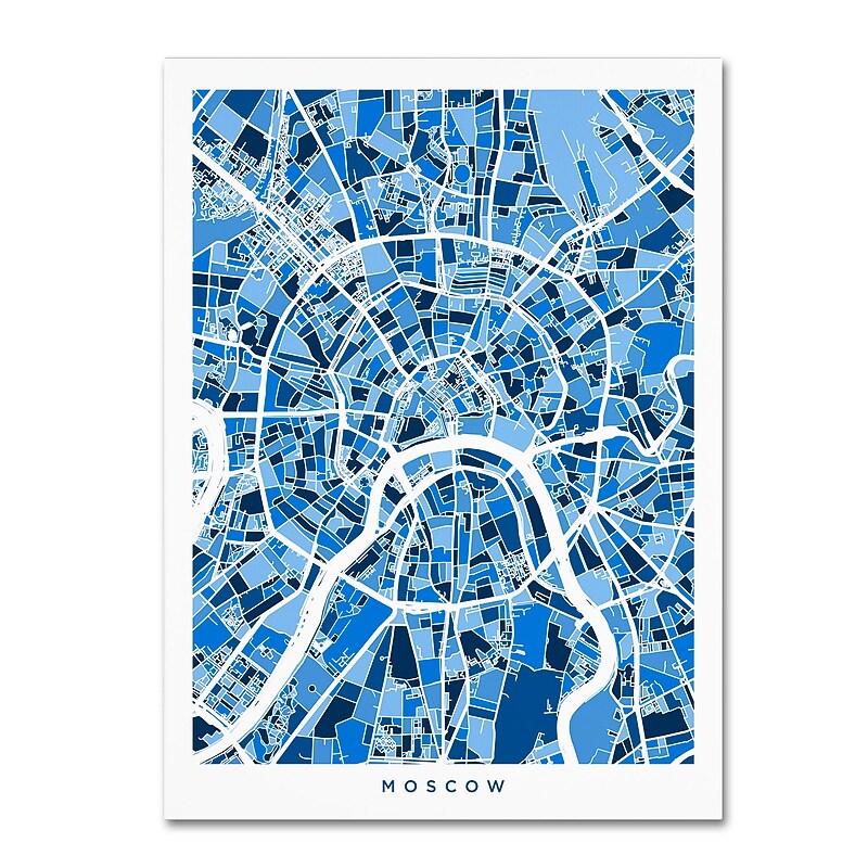 Trademark Fine Art ''Moscow City Street Map'' by Michael Tompsett 24" x 32" Canvas Art (MT0849-C2432GG) image 1