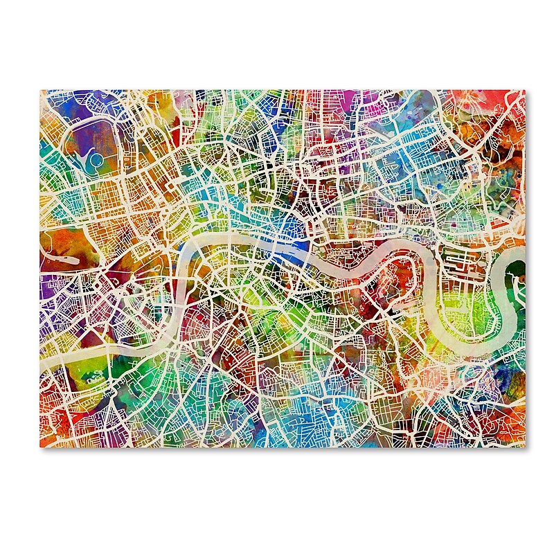 Trademark Fine Art ''London England Street Map'' by Michael Tompsett 24" x 32" Canvas Art (MT0851-C2432GG) image 1