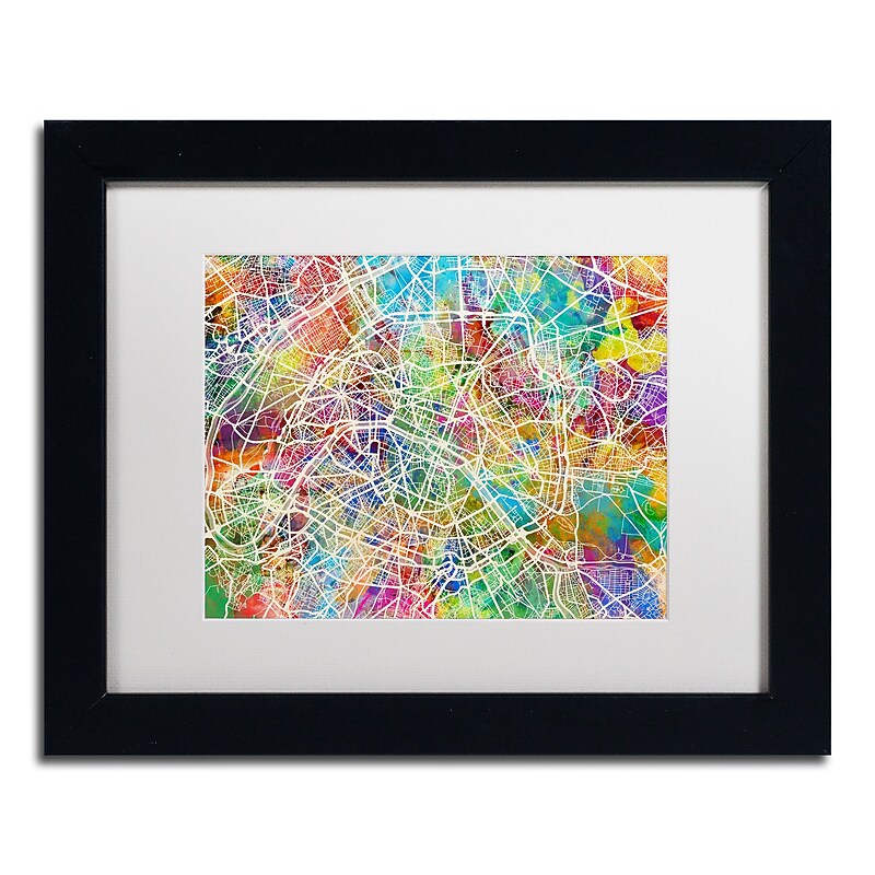 Trademark Fine Art ''Paris France Street Map II'' by Michael Tompsett 11" x 14" White Matted Black Frame (MT0852-B1114MF) image 1
