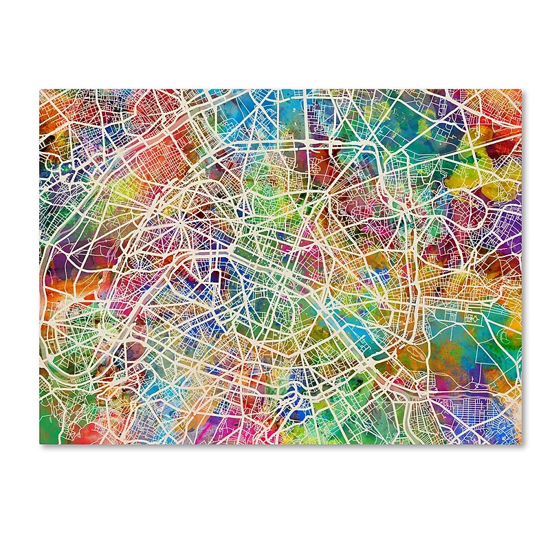 Trademark Fine Art ''Paris France Street Map'' by Michael Tompsett 35" x 47" Canvas Art (MT0852-C3547GG) image 1