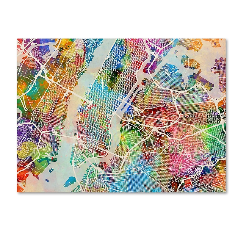 Trademark Fine Art ''New York City Street Map'' by Michael Tompsett 14" x 19" Canvas Art (MT0854-C1419GG) image 1