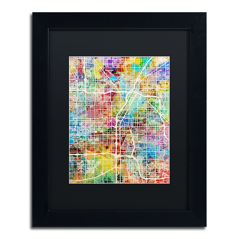 Trademark Fine Art ''Las Vegas City Street Map'' by Michael Tompsett 11" x 14" Black Matted Black Frame (MT0855-B1114BMF) image 1