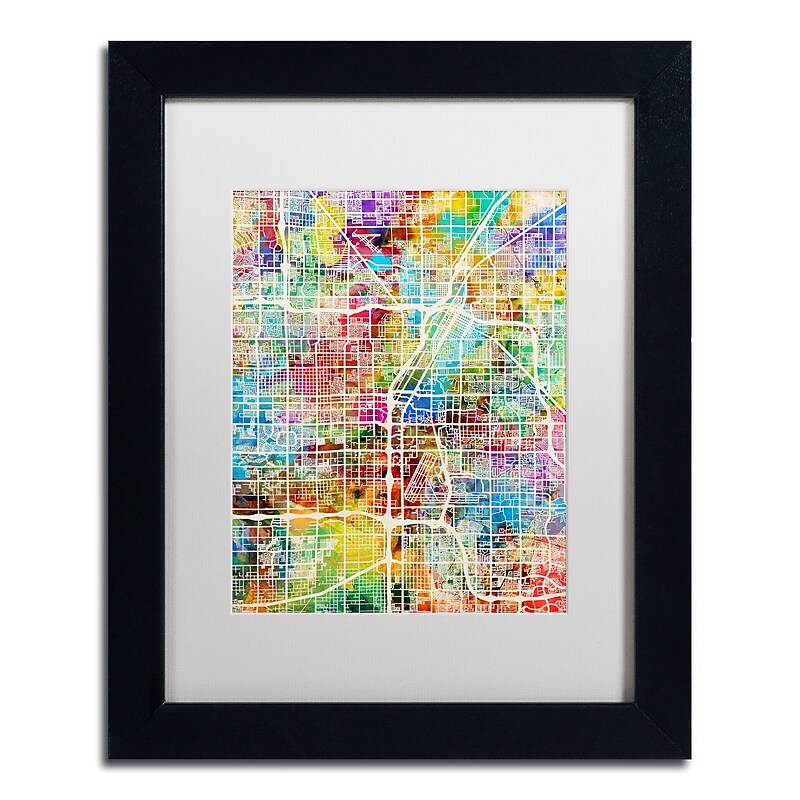 Trademark Fine Art ''Las Vegas City Street Map'' by Michael Tompsett 11" x 14" White Matted Black Frame (MT0855-B1114MF) image 1