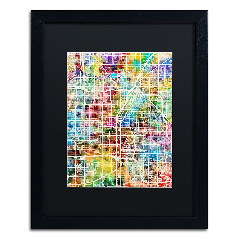 Trademark Fine Art ''Las Vegas City Street Map'' by Michael Tompsett 16" x 20" Black Matted Black Frame (MT0855-B1620BMF) image 1