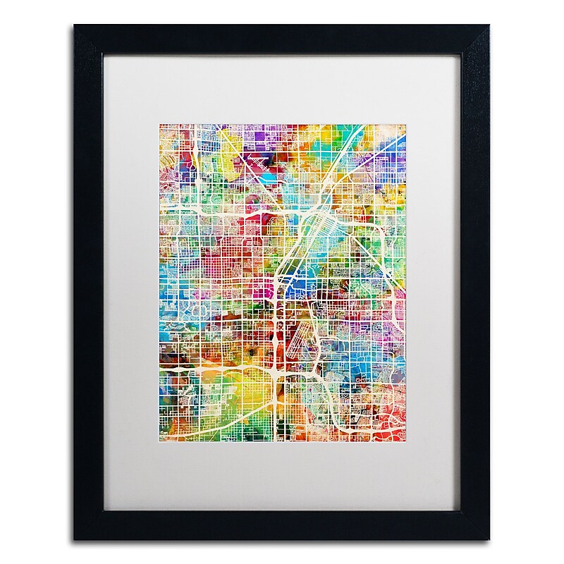 Trademark Fine Art ''Las Vegas City Street Map'' by Michael Tompsett 16" x 20" White Matted Black Frame (MT0855-B1620MF) image 1