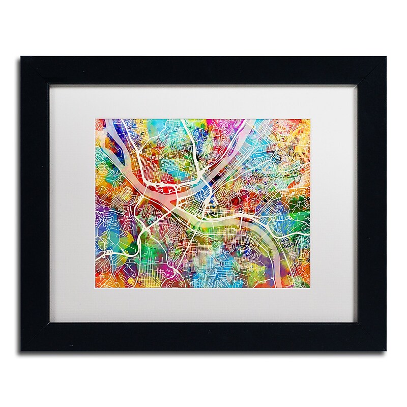 Trademark Fine Art ''Philadelphia Street Map IV'' by Michael Tompsett 11" x 14" White Matted Black Frame (MT0860-B1114MF) image 1