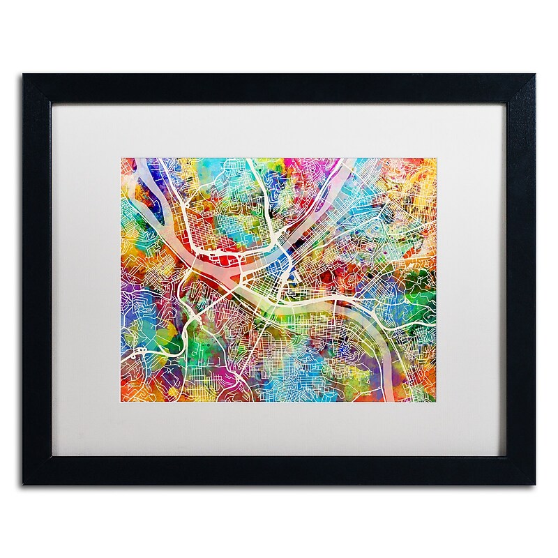 Trademark Fine Art ''Philadelphia Street Map IV'' by Michael Tompsett 16" x 20" White Matted Black Frame (MT0860-B1620MF) image 1