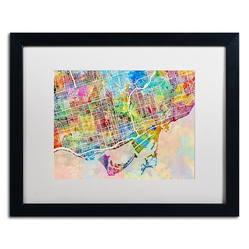 Trademark Fine Art ''Toronto Street Map'' by Michael Tompsett 16" x 20" White Matted Black Frame (MT0863-B1620MF) image 1