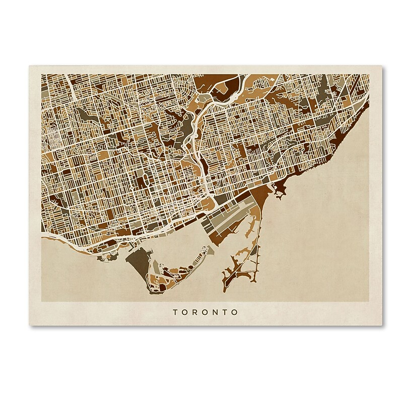 Trademark Fine Art ''Toronto Street Map'' by Michael Tompsett 24" x 32" Canvas Art (MT0864-C2432GG) image 1
