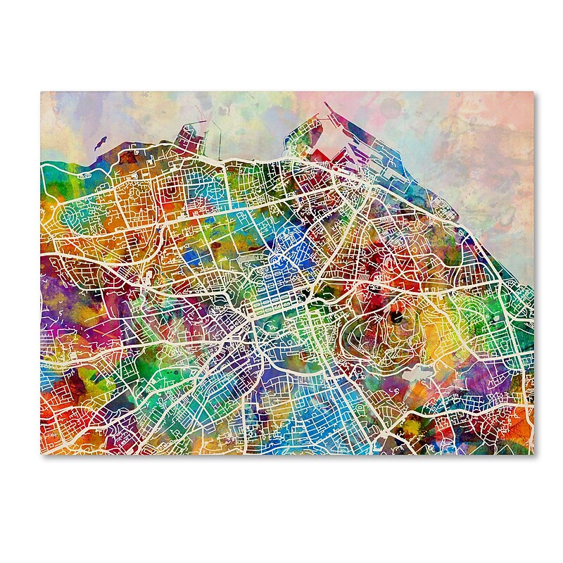 Trademark Fine Art ''Edinburgh Street Map'' by Michael Tompsett 24" x 32" Canvas Art (MT0866-C2432GG) image 1