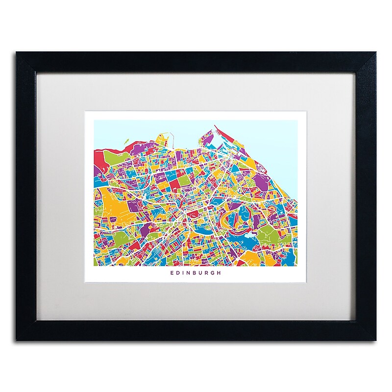 Trademark Fine Art ''Edinburgh Street Map III'' by Michael Tompsett 16" x 20" White Matted Black Frame (MT0868-B1620MF) image 1