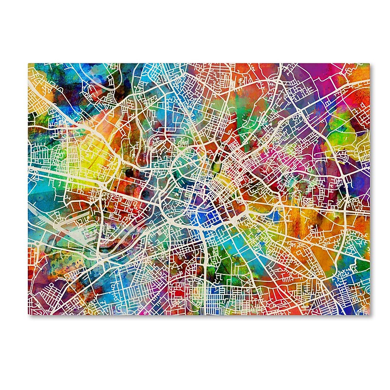 Trademark Fine Art ''Manchester England Street Map'' by Michael Tompsett 24" x 32" Canvas Art (MT0871-C2432GG) image 1