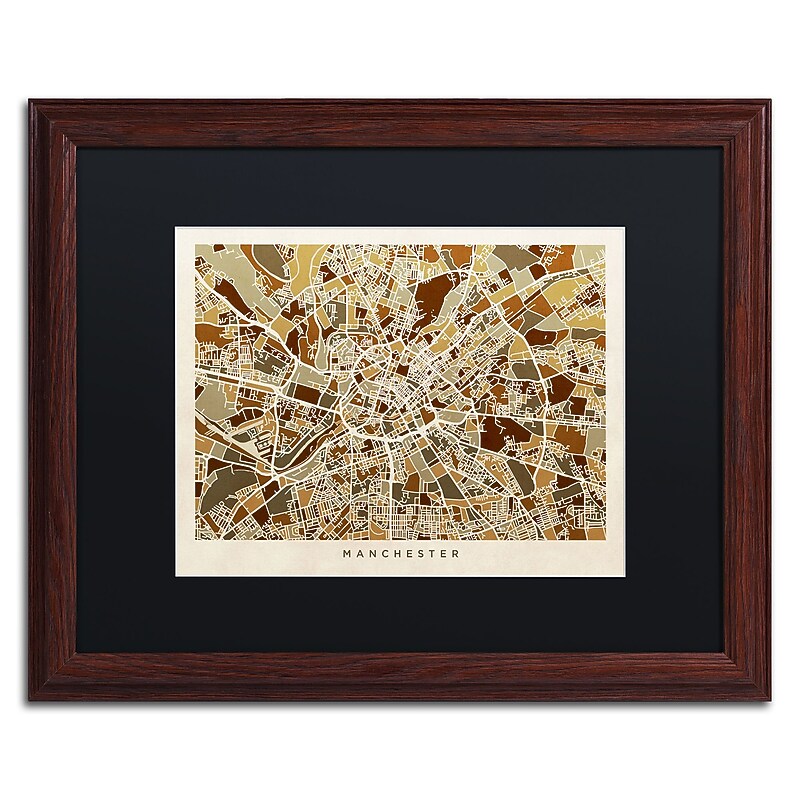 Trademark Fine Art ''Manchester England Street Map II'' by Michael Tompsett 16" x 20" Wood Frame (MT0872-W1620BMF) image 1