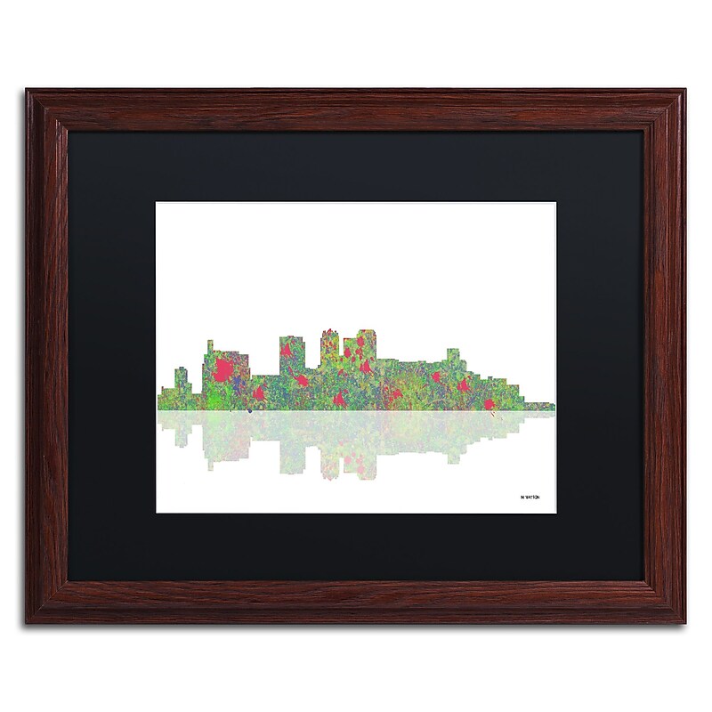 Trademark Fine Art ''Birmingham Alabama Skylin'' by Marlene Watson 16" x 20" Black Matted Wood Frame (MW0043-W1620BMF) image 1
