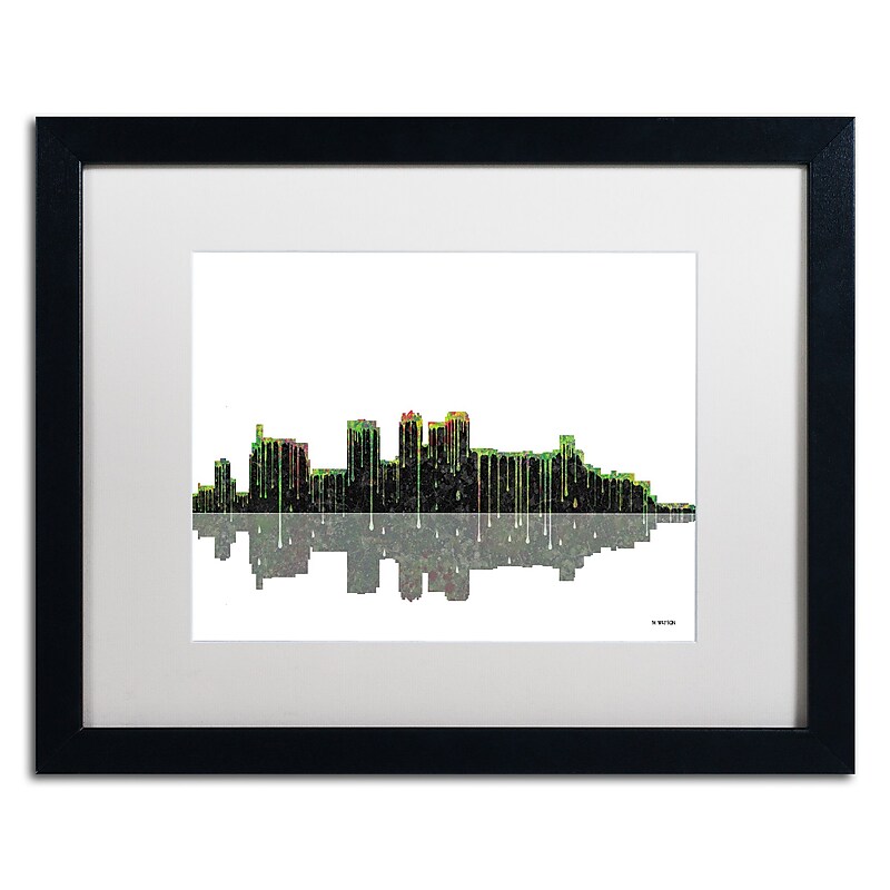 Trademark Fine Art ''Birmingham Alabama Skylin'' by Marlene Watson 16" x 20" White Matted Black Frame (MW0044-B1620MF) image 1