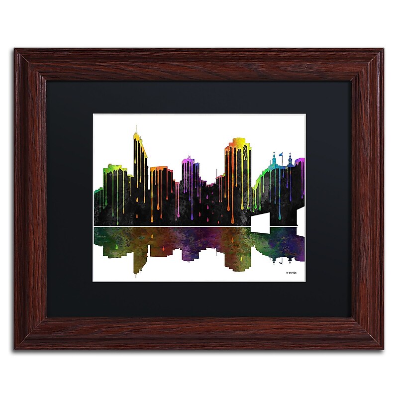 Trademark Fine Art ''Cincinnati Ohio Skyline'' by Marlene Watson 11" x 14" Black Matted Wood Frame (MW0048-W1114BMF) image 1