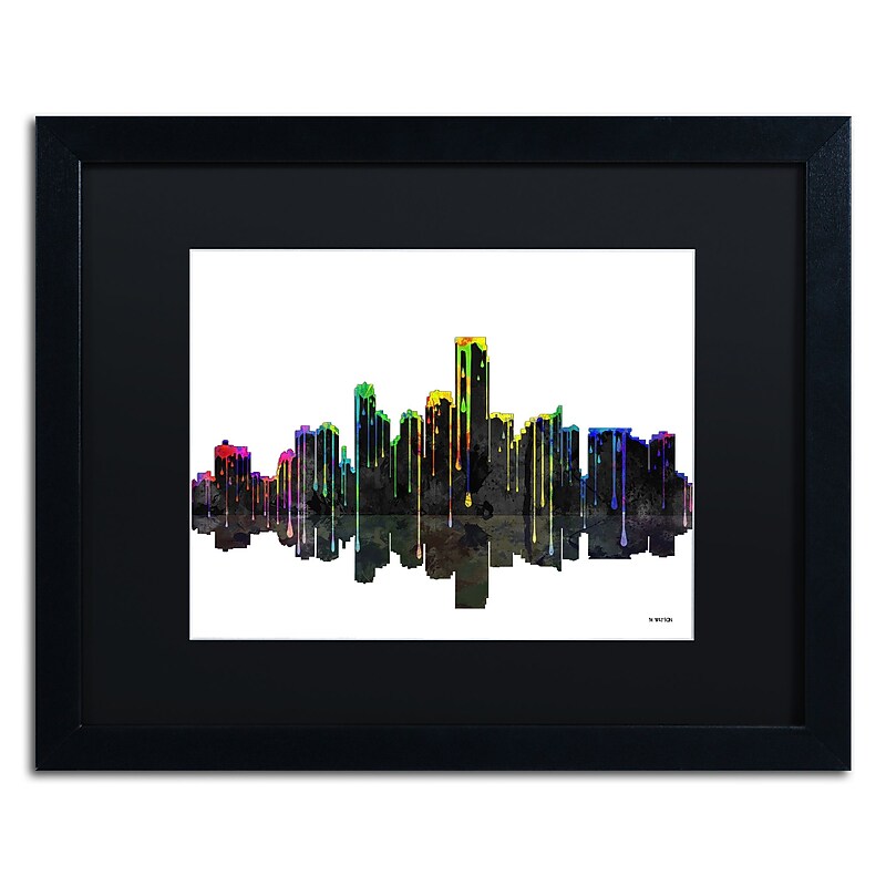 Trademark Fine Art ''Jersey City New Jersey Skyline'' by Marlene Watson 16" x 20" Black Matted Black Frame (MW0052-B1620BMF) image 1